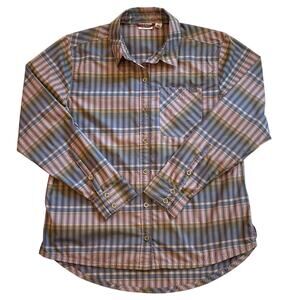 LL Bean Shirt Womens Small Purple Plaid Sunsmart Performance Button Long Sleeve